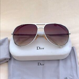 Dior Silver Aviator Sunglasses with Tinted Lenses